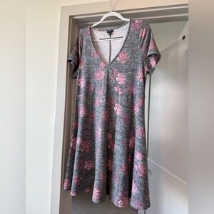 Mini Super Soft Plush Fluted Dress in Light Heather Grey